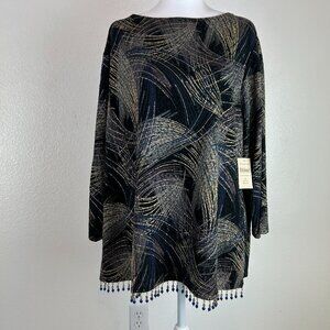 COLDWATER CREEK Women Size 2x Multicolor Crew Neck 3/4 Sleeve Blouse Beautiful